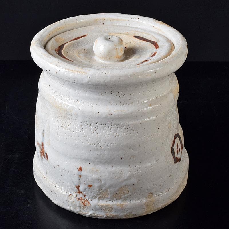 Gojyo人間国宝荒川豊蔵作　絵志野　水指　仕覆付　共箱　D　R8739B