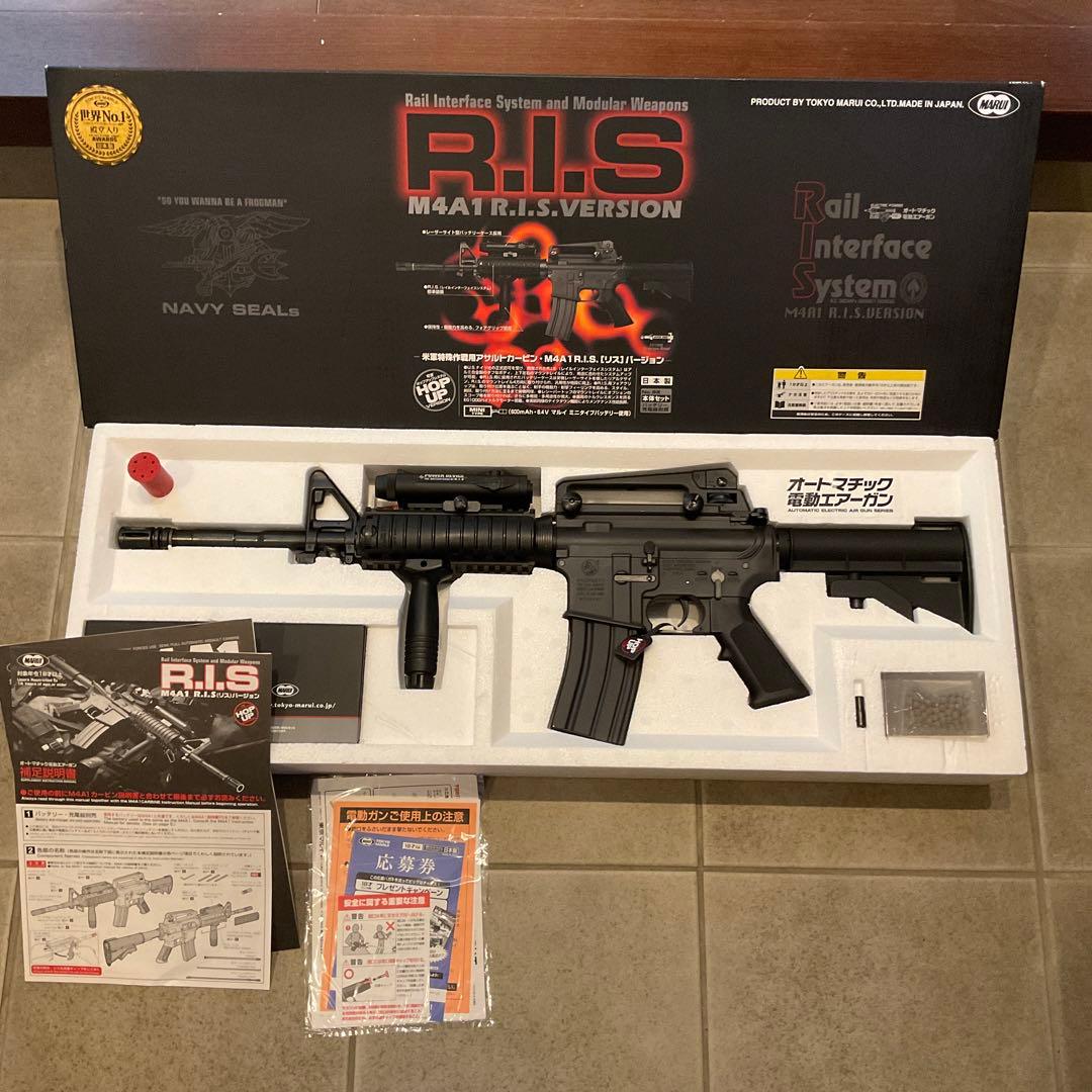 美品90m/s東京マルイ純正電動ガン新型M4A1RIS本体＋マガジン良品