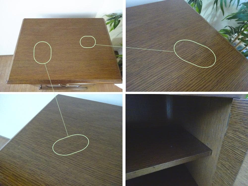 神戸洋家具/伊藤家具　電話台　FAX台　オーク無垢材　花図柄刺繍