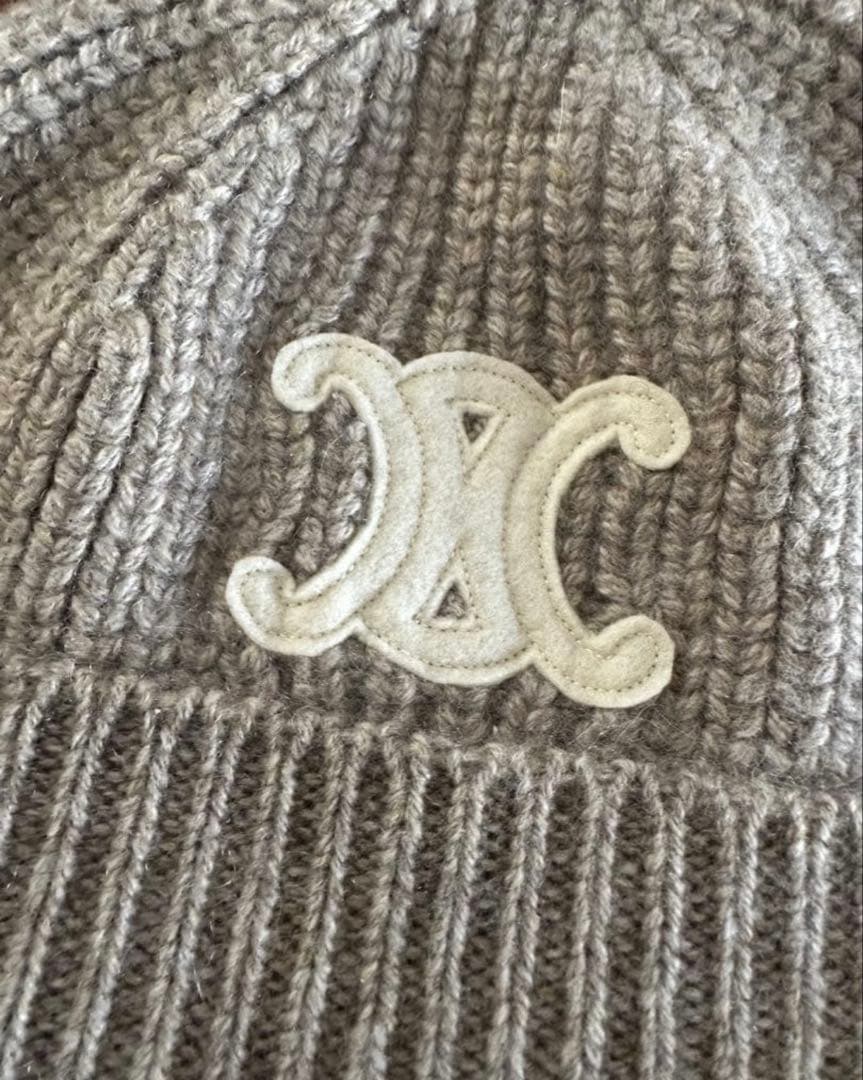 CELINE セリーヌ ニット帽 ビーニー ロゴ 正規品