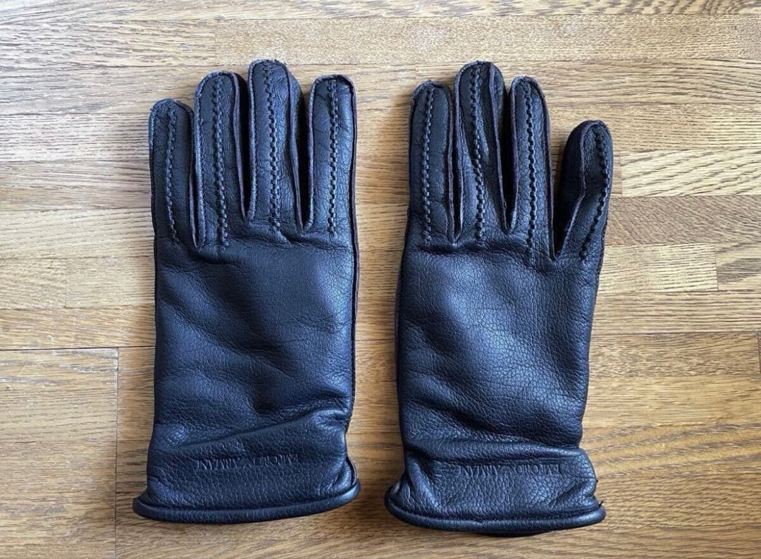 ニ*ク様 アルマーニ レザー 手袋 グローブ EMPORIO ARMANI 革手