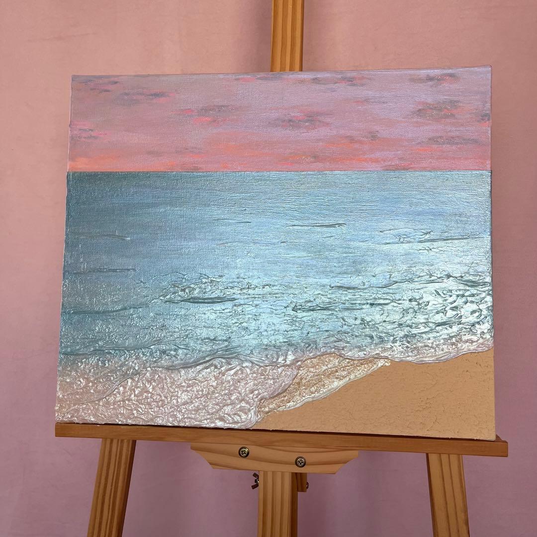 アクリル画 海と空の風景　テクスチャーアート