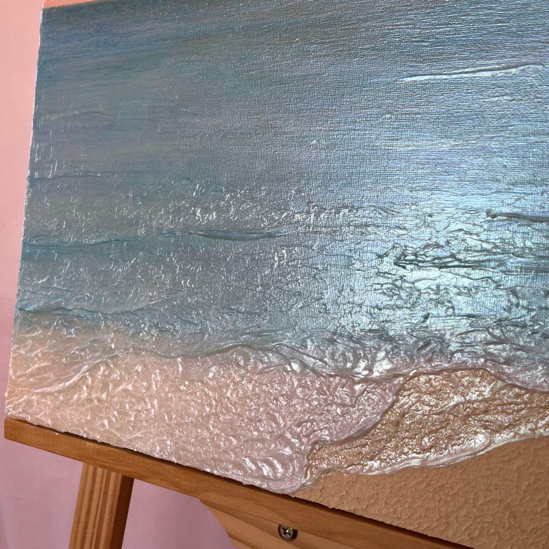アクリル画 海と空の風景　テクスチャーアート