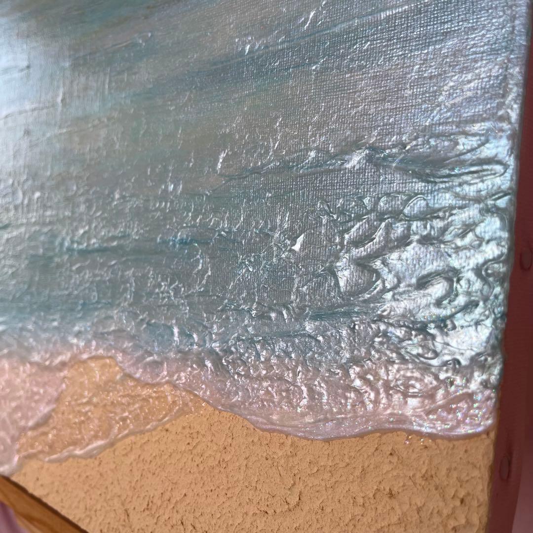 アクリル画 海と空の風景　テクスチャーアート