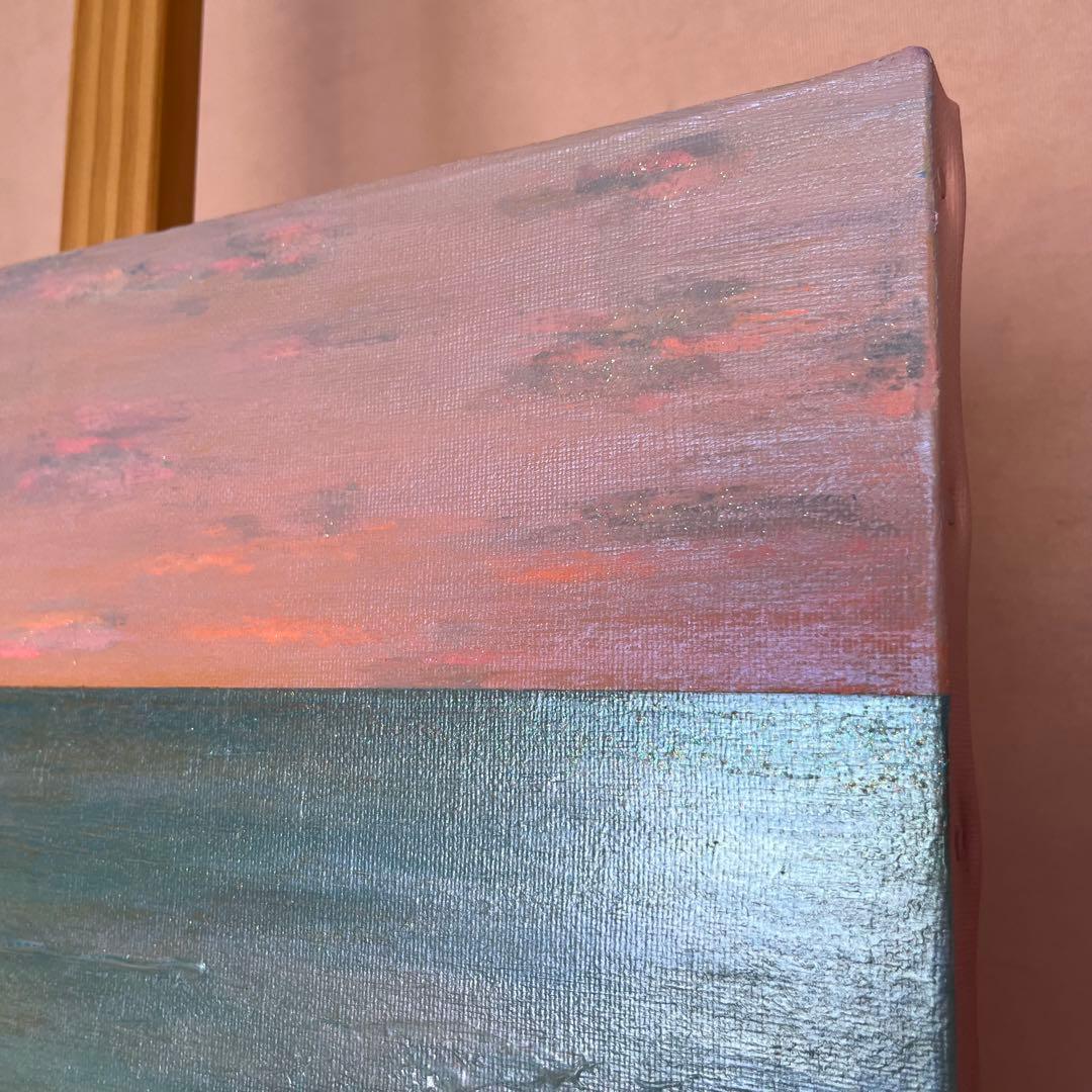 アクリル画 海と空の風景　テクスチャーアート