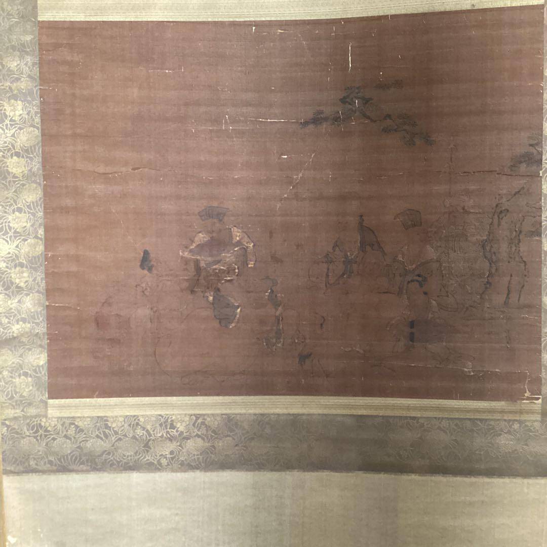 狩野探信　　絹本着色　七福神之図　　軸先木　合箱　掛軸一幅 レアな作品