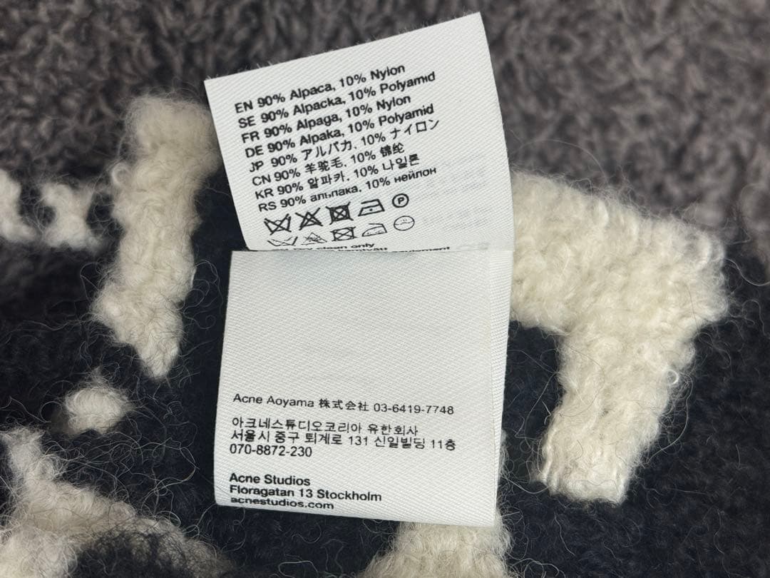 新品　Acne studiosアルパカ×ナイロン 千鳥格子柄 マフラー ストール