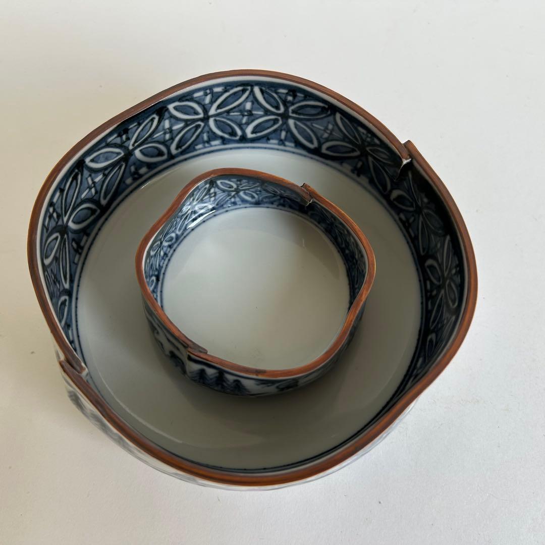 【未使用】清水焼 向付 陶器 染付 中鉢 小鉢 セット 5客揃い