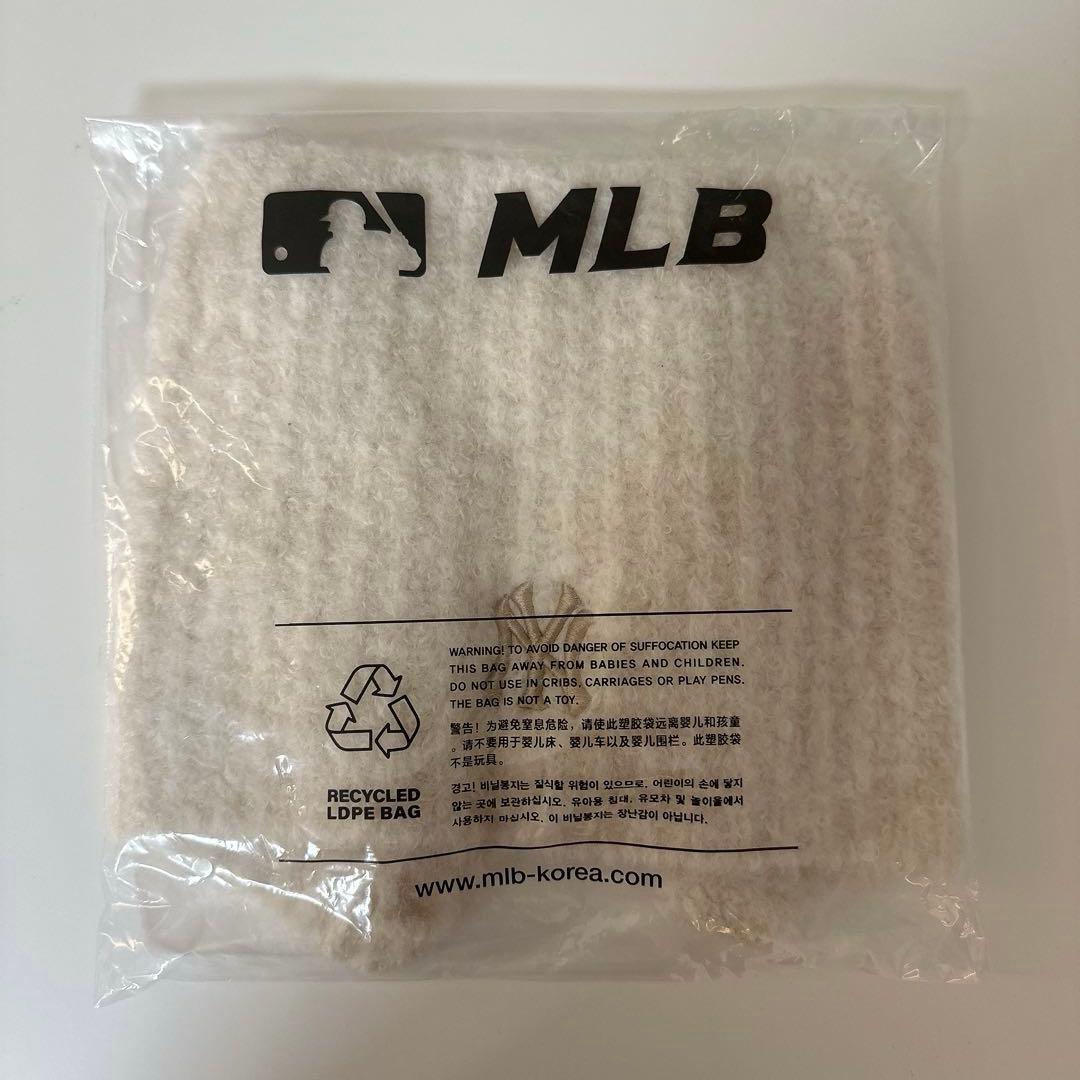 MLB Korea 猫耳 ミャオン ビーニー 紐付き 韓国限定 ホワイト