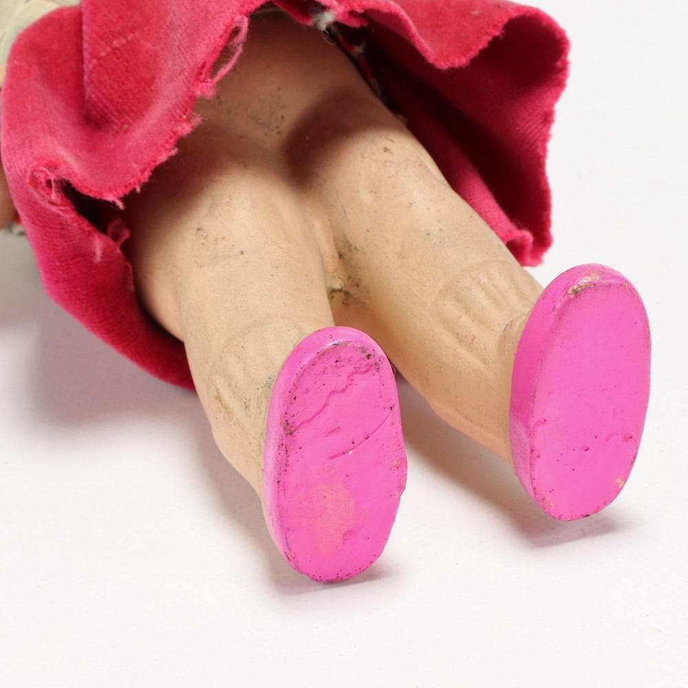 109C 陶器人形 女の子 アンティーク レトロ 置物 インテリア 高さ8㎝