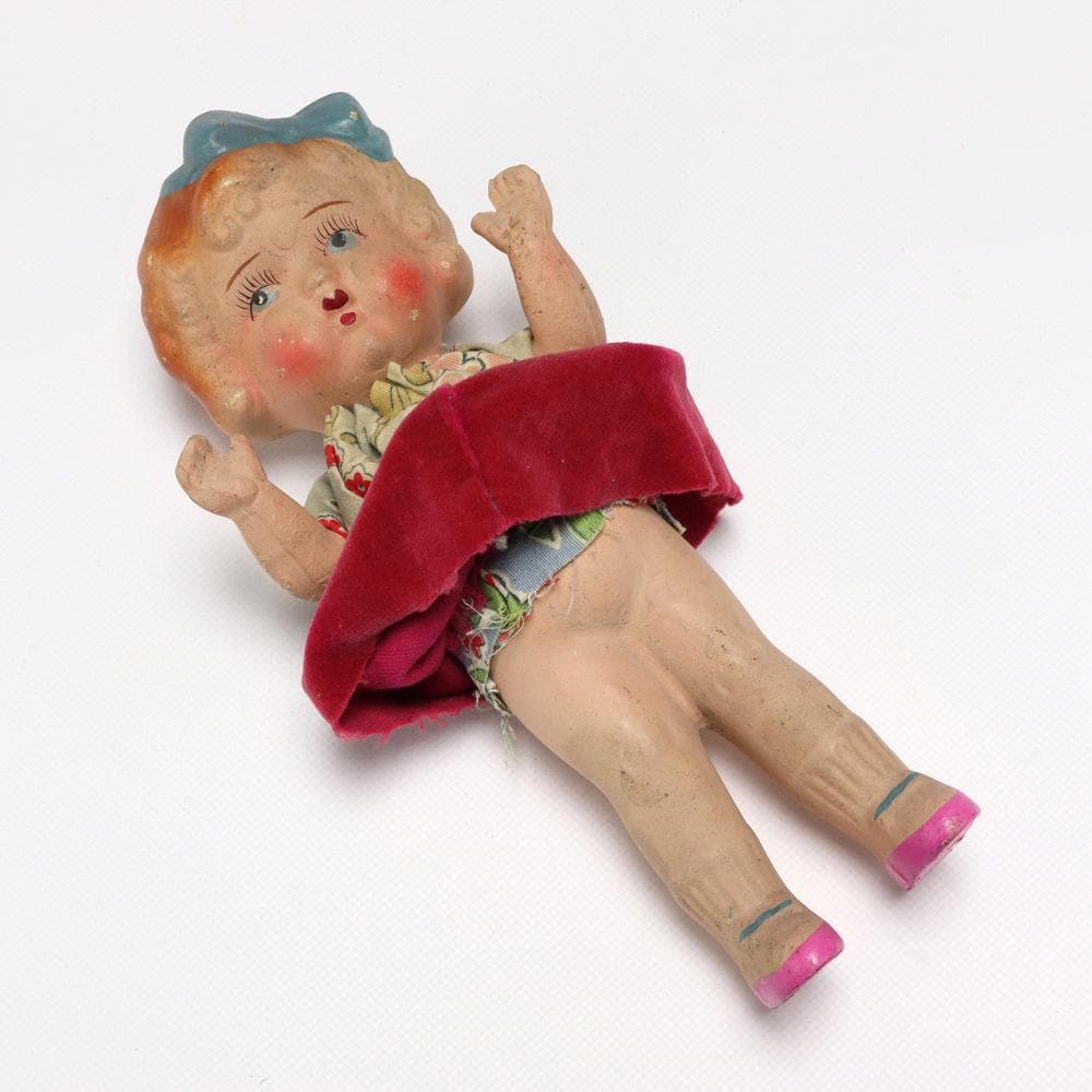 109C 陶器人形 女の子 アンティーク レトロ 置物 インテリア 高さ8㎝