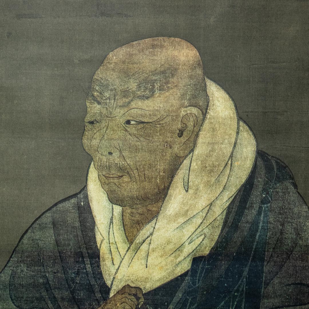 掛軸-1498　親鸞聖人像　熊皮御影　宇佐美松鶴堂　複製　総幅101センチの大幅