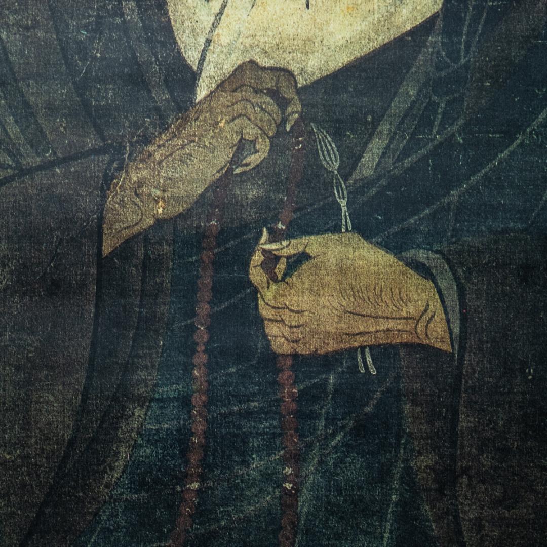 掛軸-1498　親鸞聖人像　熊皮御影　宇佐美松鶴堂　複製　総幅101センチの大幅