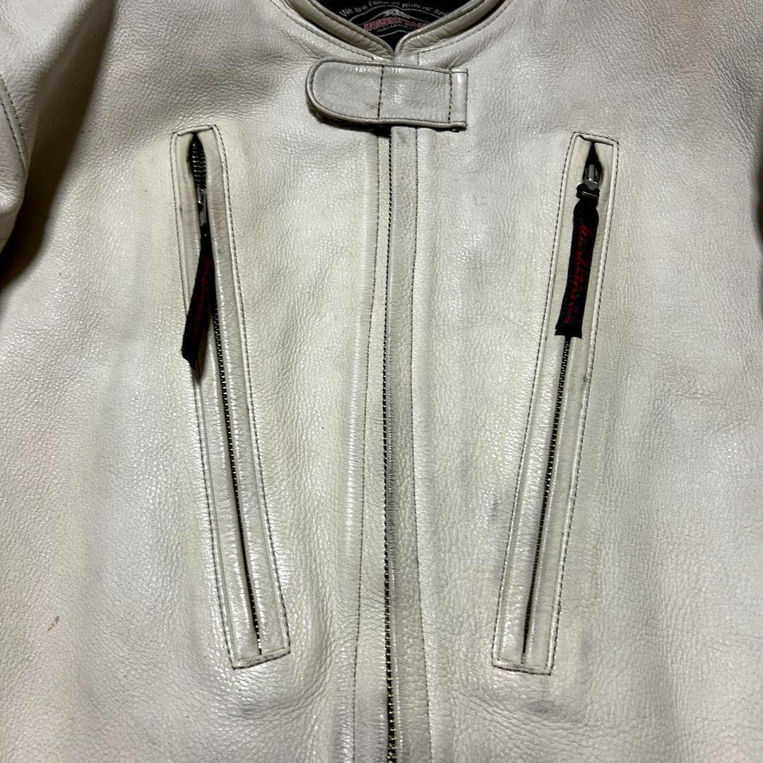 【希少】クシタニ レザージャケット アイボリー パッド シングルライダース