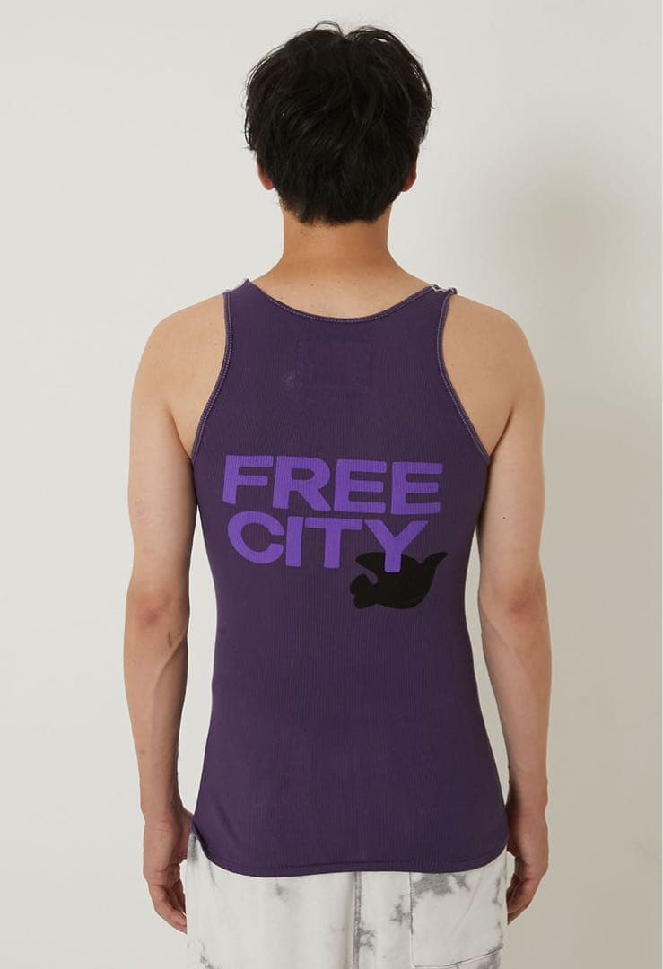 キムタク着 FREECITY タンクトップ 私物 パープル Lサイズ