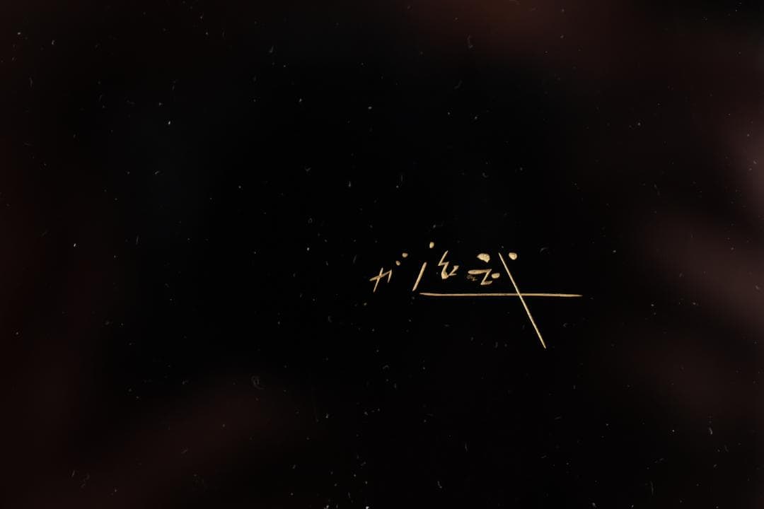 真作　輪島塗沈金　日展作家　加治武　「 双鶴飛翔 」 漆芸画　6号　BJ243