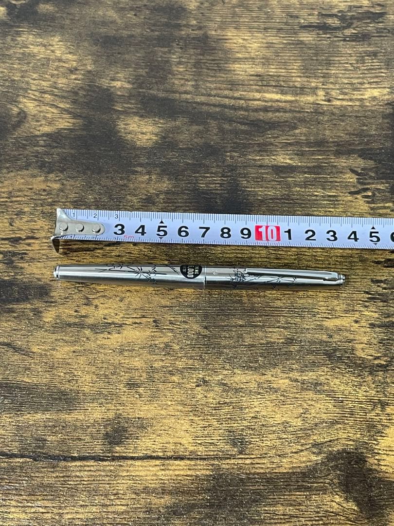 未使用　1980年代　シール付　竹と雉　白金　万年筆 18金　細字　コンバーター