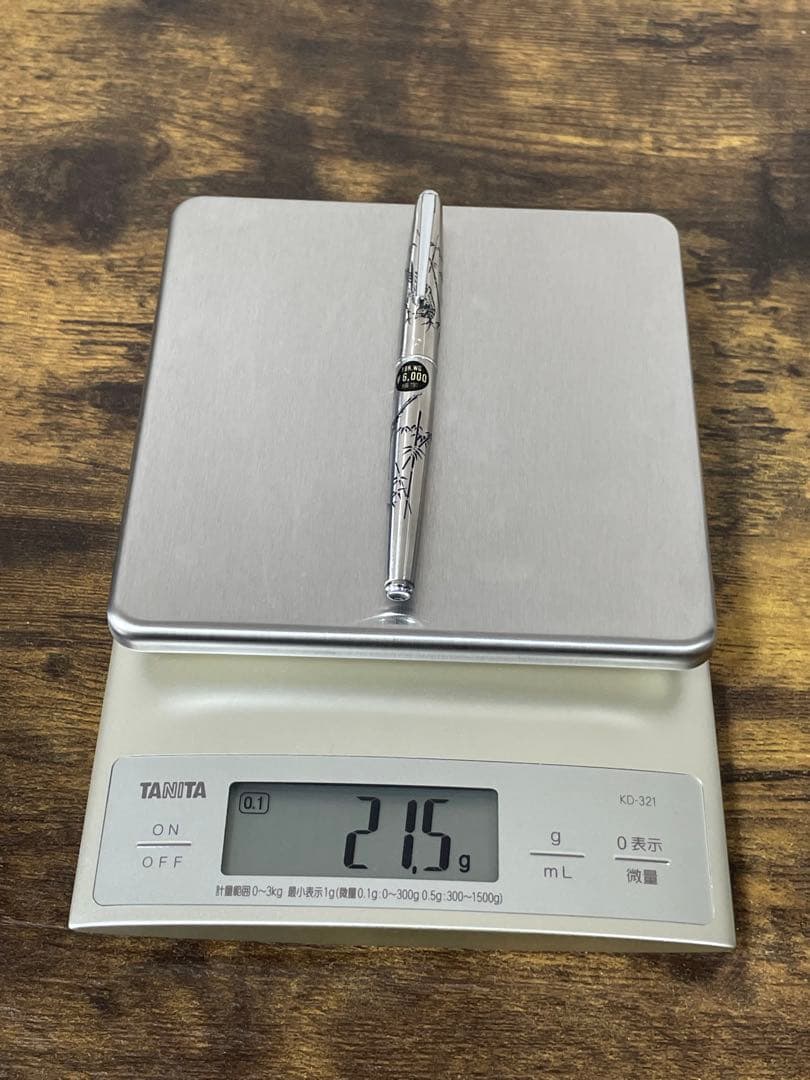 未使用　1980年代　シール付　竹と雉　白金　万年筆 18金　細字　コンバーター