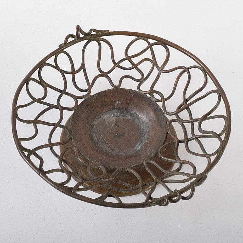 金工師　加茂霊峰造　蝋型鋳銅　果物器　盛器　共箱　M　R8054