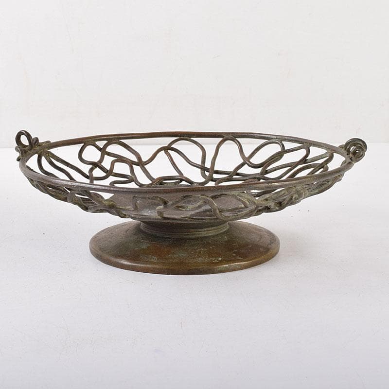 金工師　加茂霊峰造　蝋型鋳銅　果物器　盛器　共箱　M　R8054