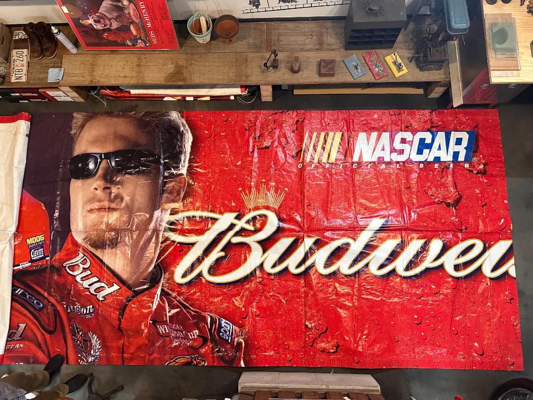 【激レア】NASCAR デイルアーンハートジュニアBudweiser大型バナー