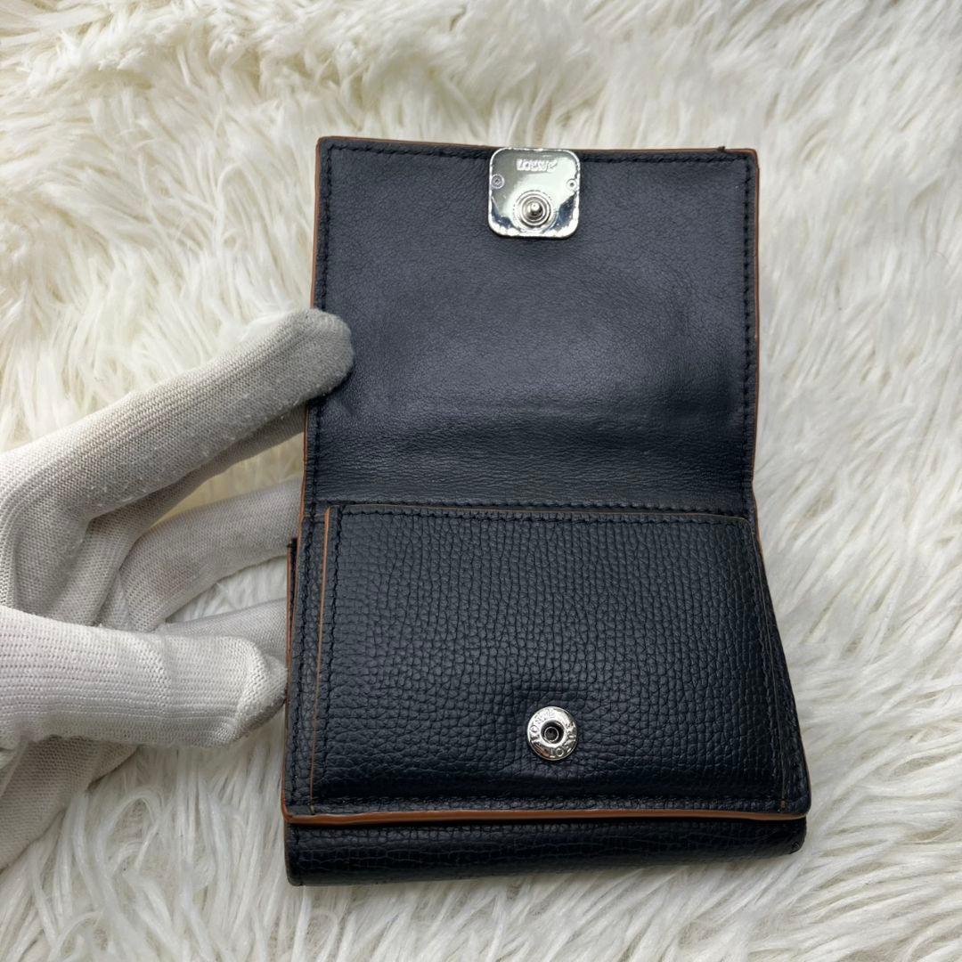 極美品✨ロエベ 三つ折り財布 トライフォールド レザー ブラック 現行