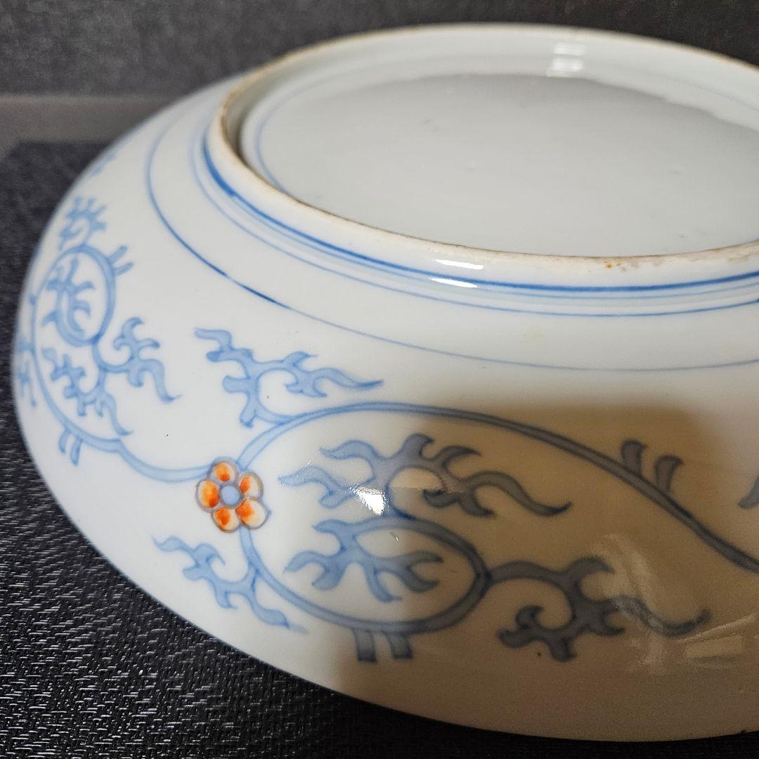 【古伊万里の上作品❗】江戸時代後期　瑠璃呉須　金彩色絵　麒麟に鳳凰に花の図　大皿