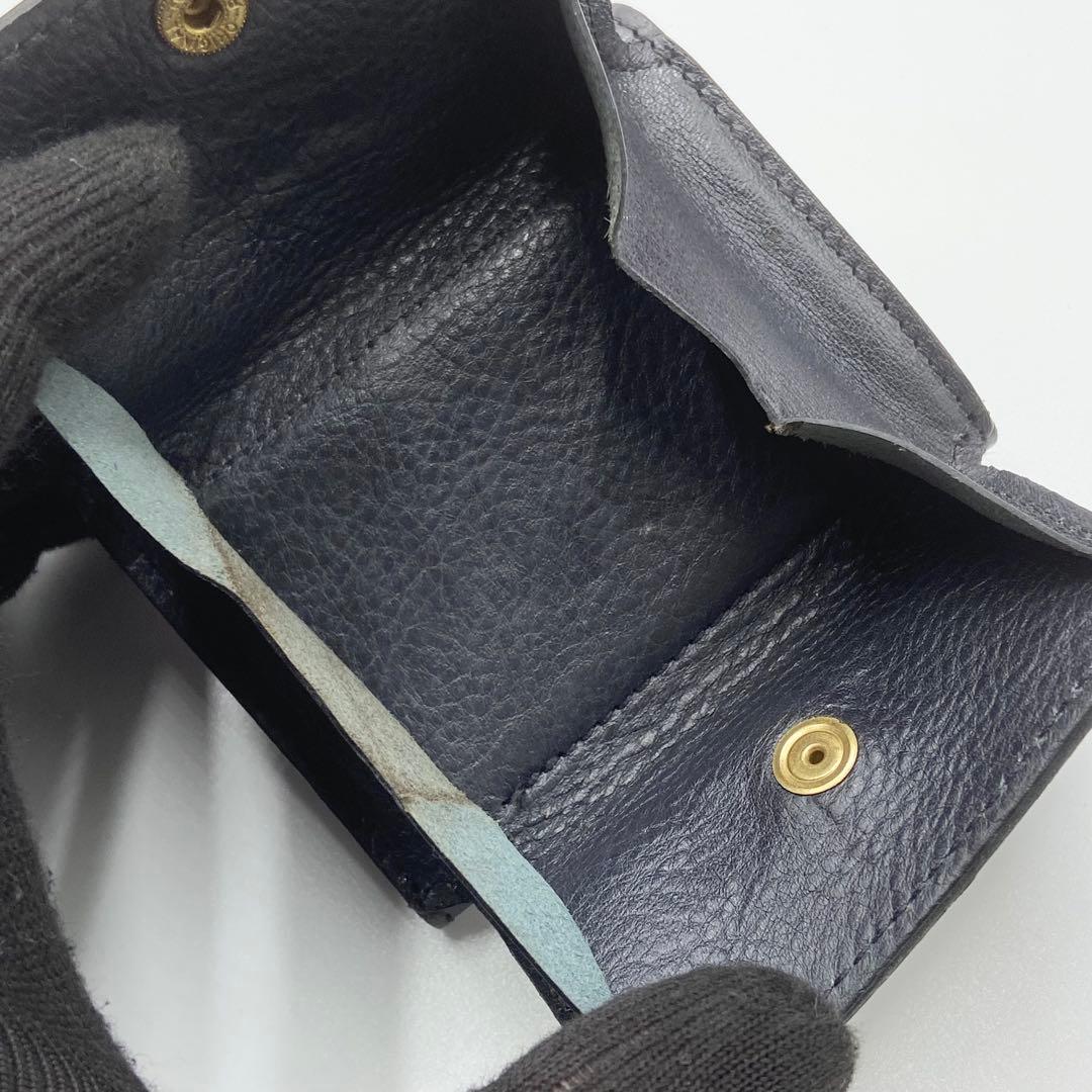 極美品　イルビゾンテ　トリフォルド　折り財布　ロゴ刻印　レザー　ブラック