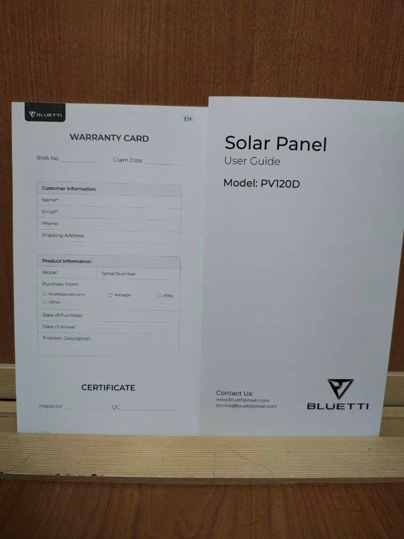 BLUETTI 120w ソーラーパネル　PV120D 取扱説明書　ブルーティ