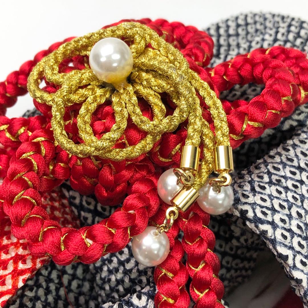 子供着物 子供帯 作り帯 七五三 3歳 総絞り パール 金糸 CO-8129