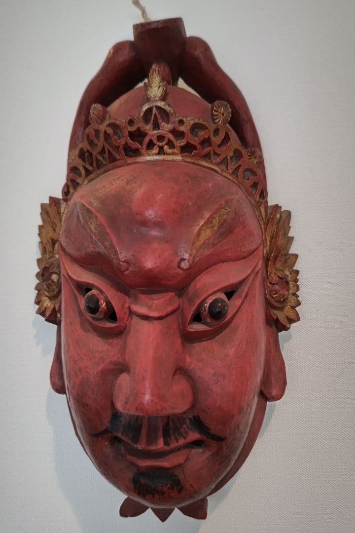 清朝の儀式用仮面、関羽、アンティーク