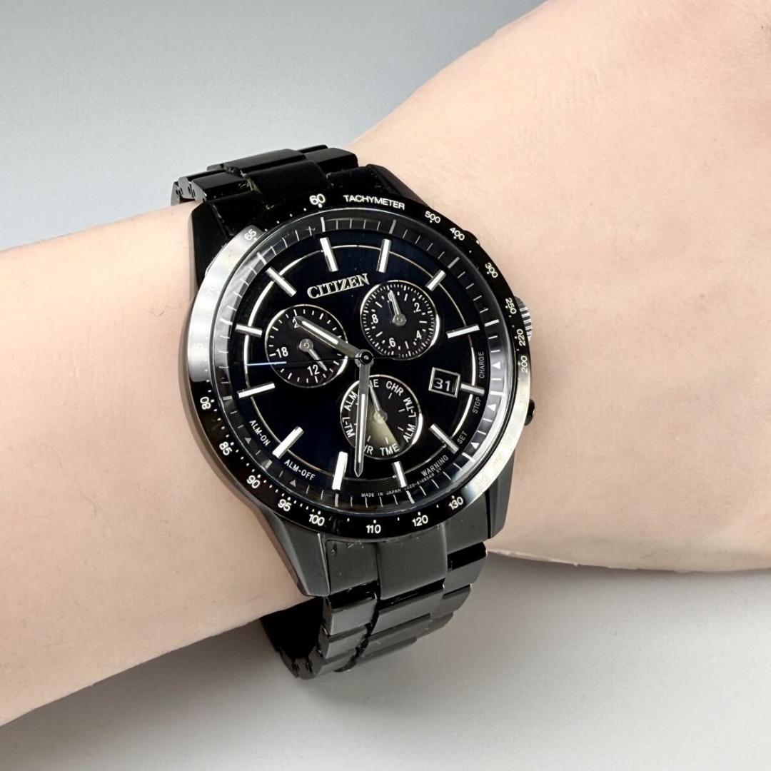極美品【稼働】シチズン 腕時計 エコドライブ クロノグラフ 新品ベルト付