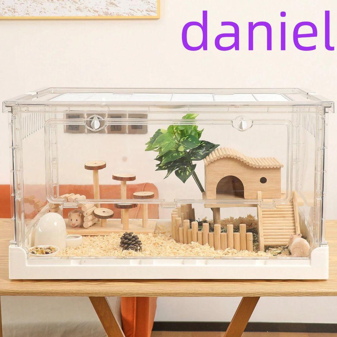 小動物ペット用の完全透明で な大型アクリルケージ(70.5x43.5x39cm)