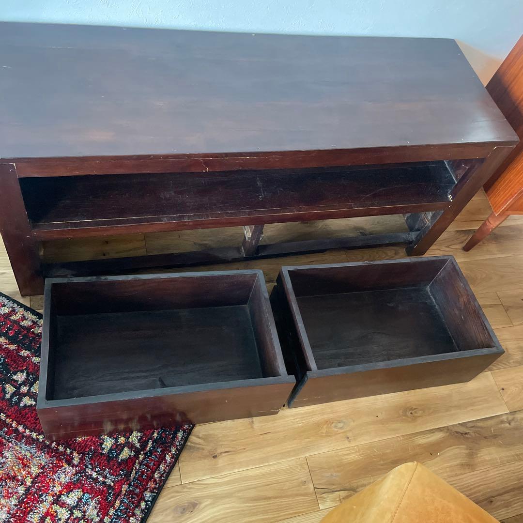 値下げしました【送料込み】ダークブラウン木製テレビ台 引き出し付き