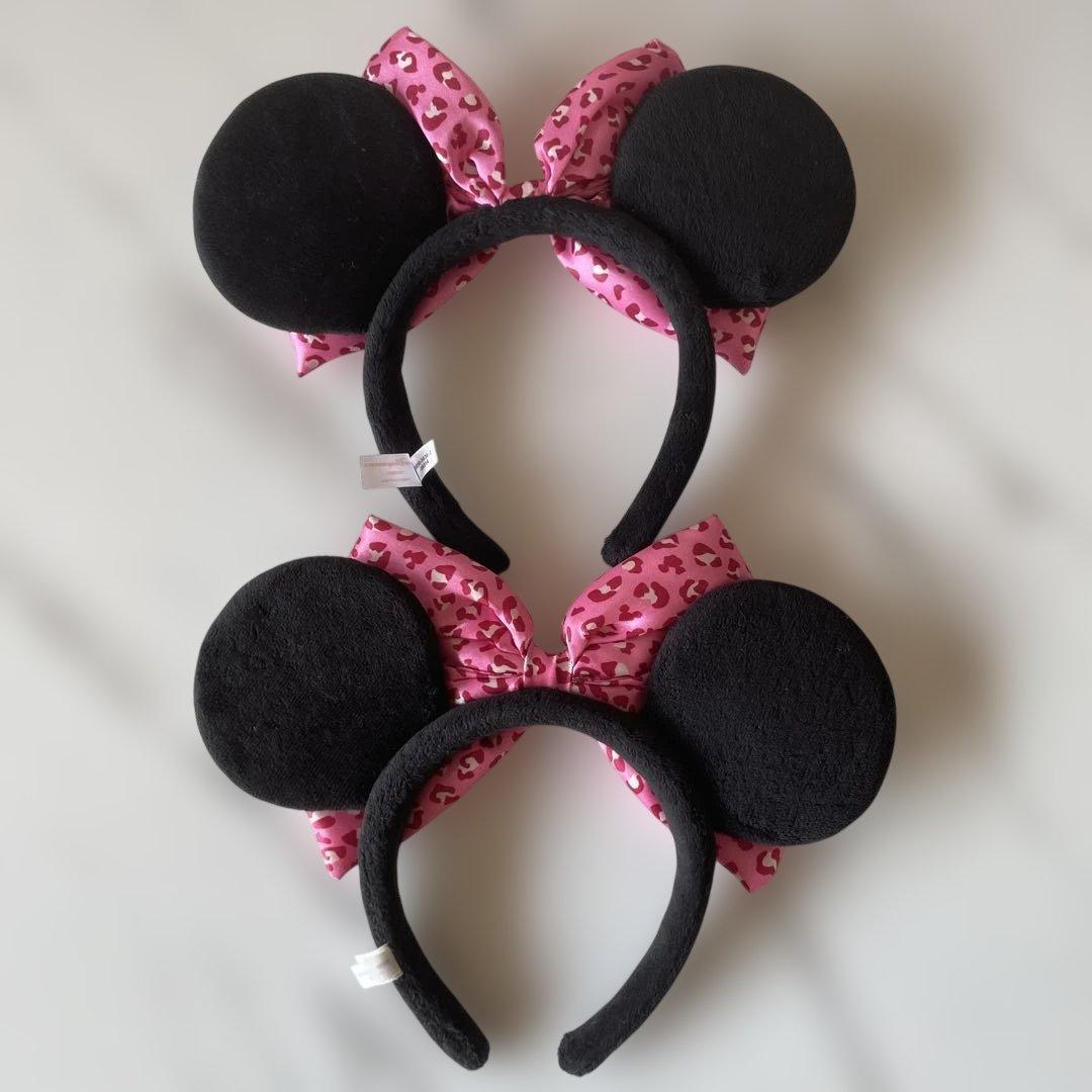 ディズニー ヒョウ柄 ピンクリボン カチューシャ 2個セット
