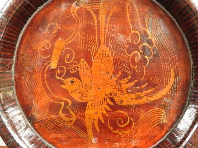 寄木盆　大小　人物鳳凰　M722