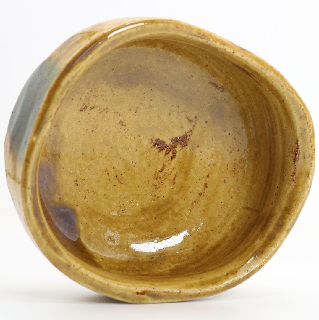 北大路魯山人作 黄瀬戸 沓茶碗 黒田陶々庵書付 茶道具 共箱　SV966