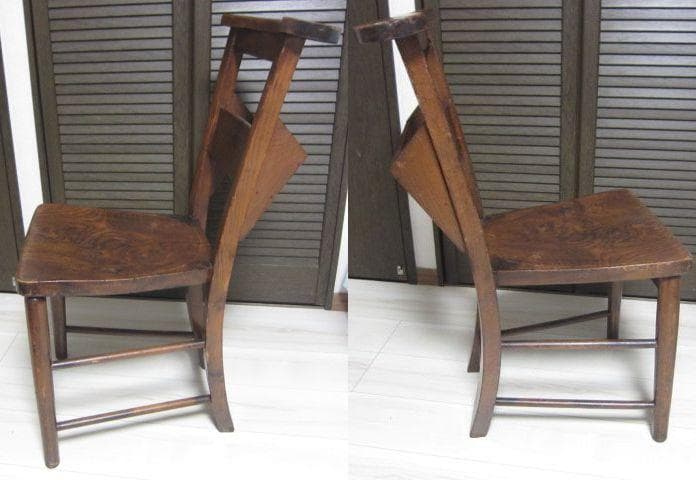 ☆レトロ ビンテージ☆チャーチチェア/教会椅子 木製 ポケット収納付　②