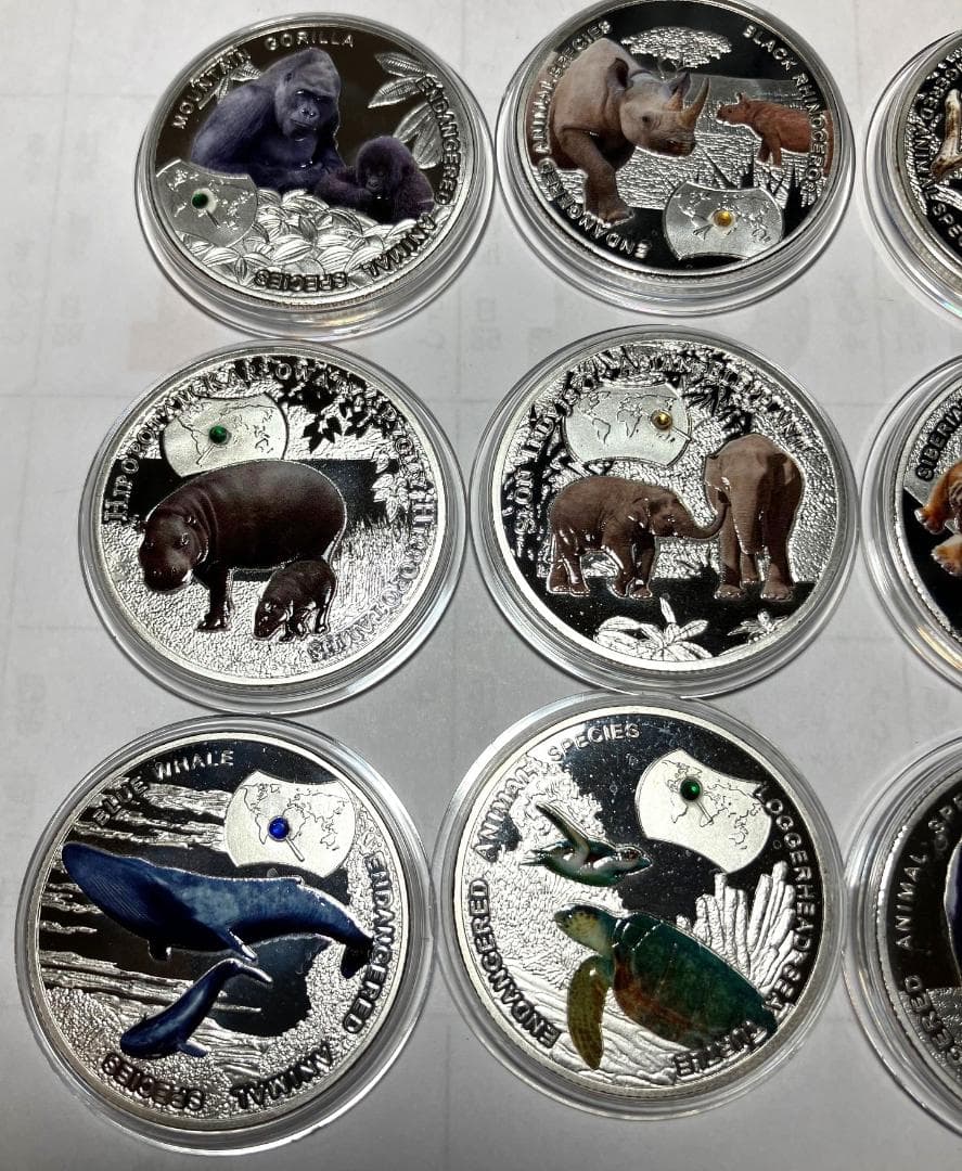 記念硬貨　ザンビア共和国　2014　絶滅危惧種保護　12種コンプリート