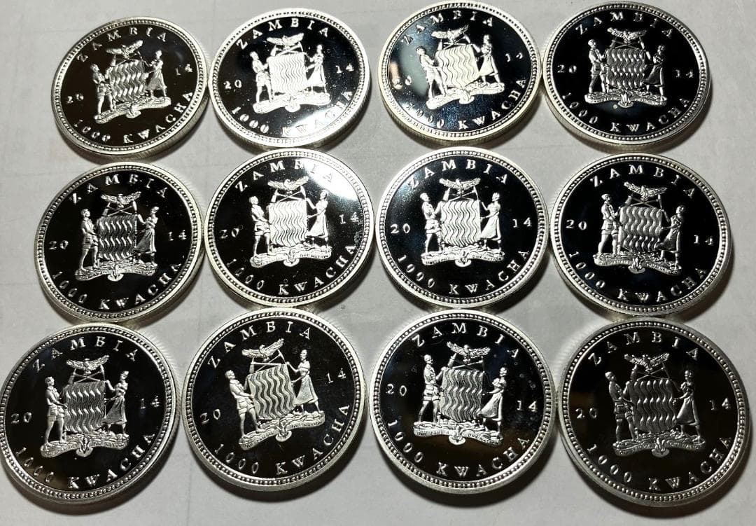 記念硬貨　ザンビア共和国　2014　絶滅危惧種保護　12種コンプリート