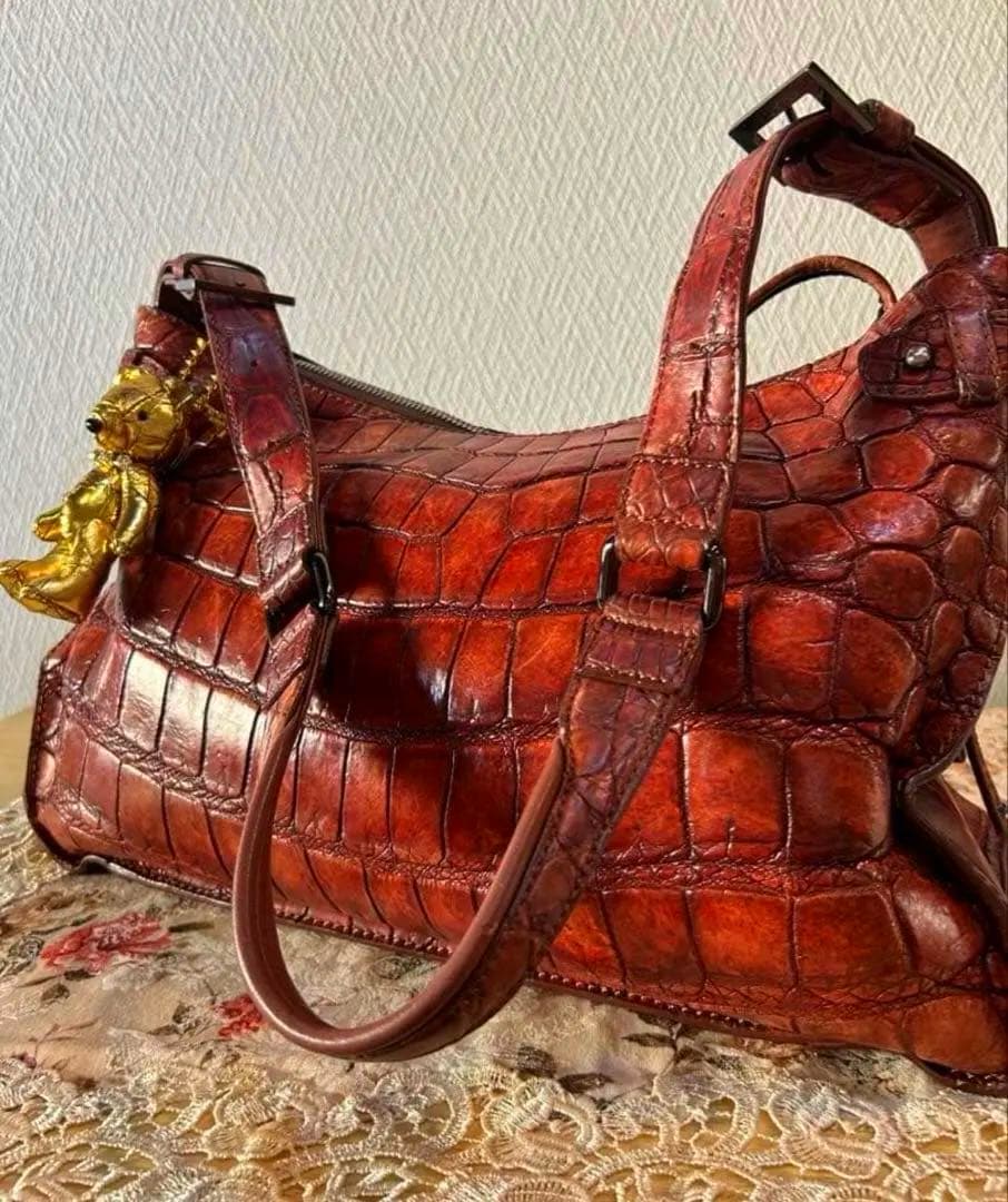 枡儀　JRA クロコダイルショルダーバッグ