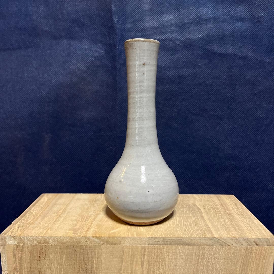 一輪差し／白釉鶴首／梶原二朗作／小石原焼