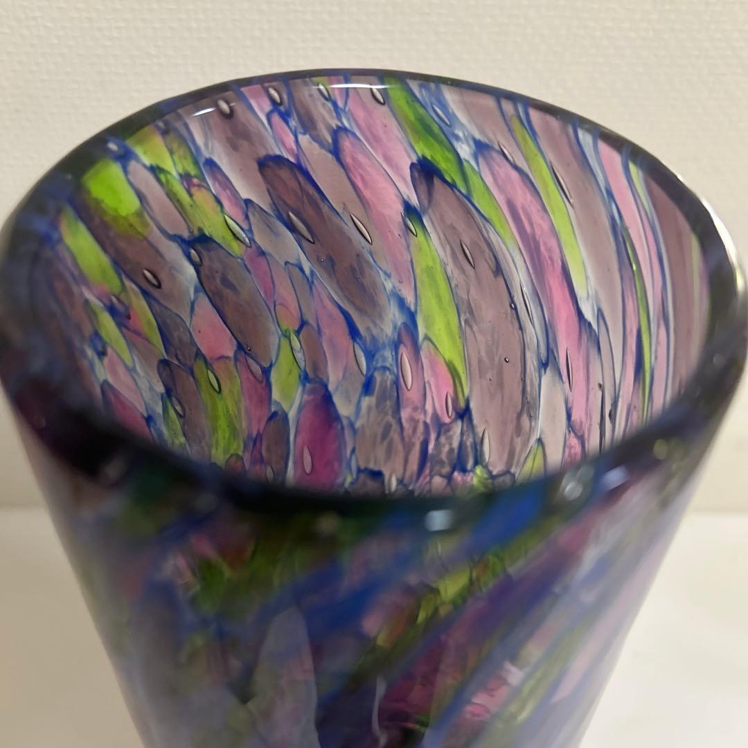 ガラス作家　フラワーベース　吹きガラス　ビンテージ　インポート