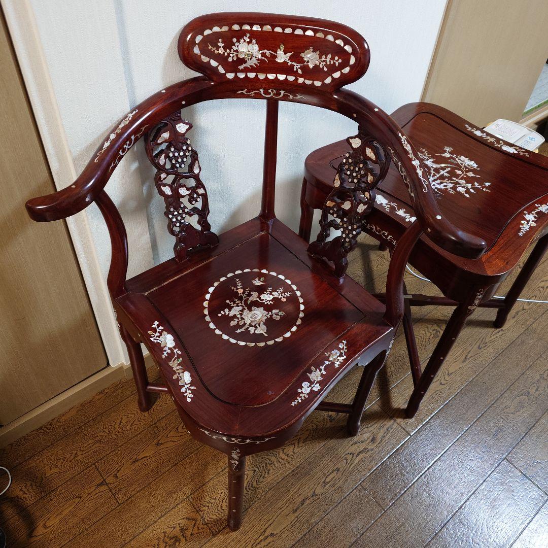 螺鈿細工 木製家具　唐木家具　高級　椅子