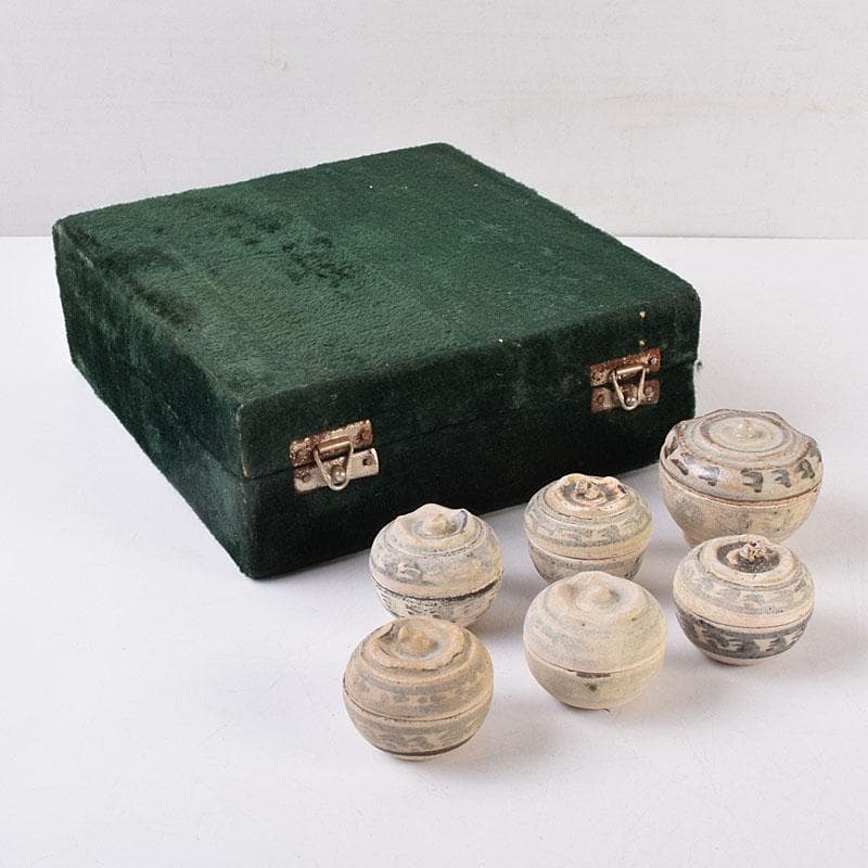 タイ古陶磁　スンコロク　宋胡録　合子　蓋物　箱付　M　R8933