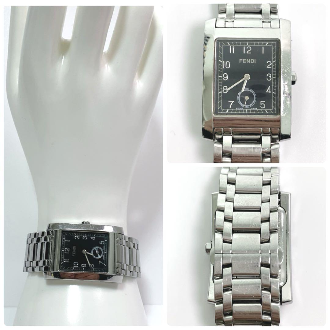 【美品】FENDI フェンディ 7000G ブラック 腕時計 新品電池 シルバー