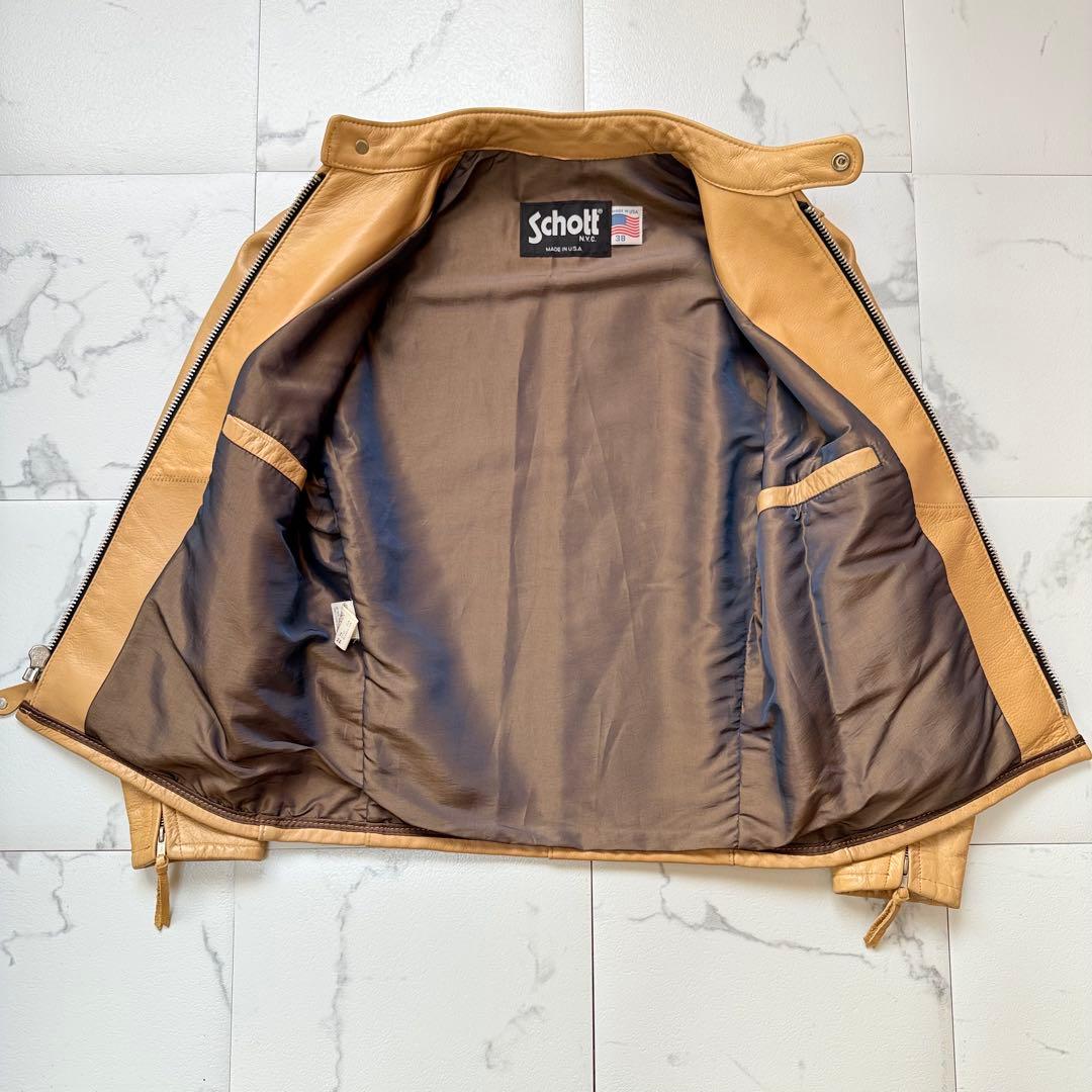 Schott AT877 シングルライダースジャケット 38牛革 USA製