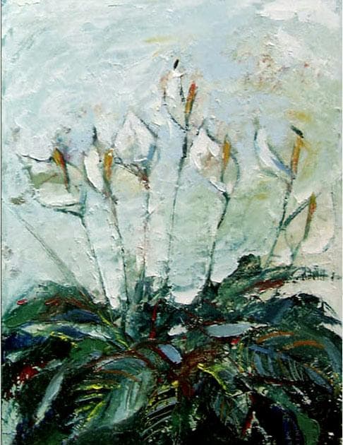 油絵 菅家令子 絵 絵画 インテリア 額付(黒) uF6-111802 花