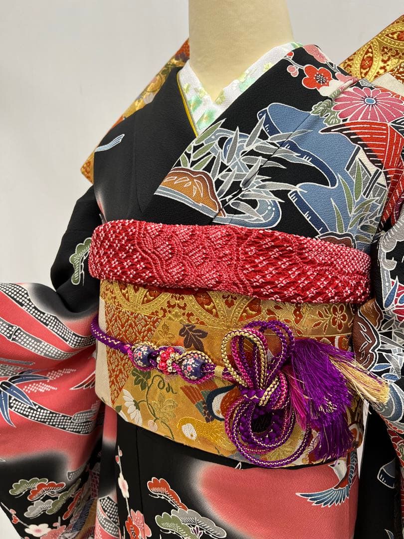 本紅型　振り袖　フルセット　長襦袢付　美品　成人式　帯の名門藤原織物　700