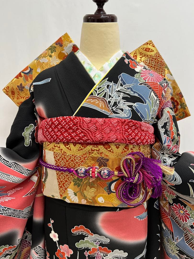 本紅型　振り袖　フルセット　長襦袢付　美品　成人式　帯の名門藤原織物　700